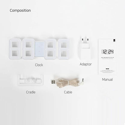 mooas 3D Pure Mini White LED Clock - Image 10
