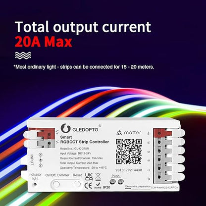 GLEDOPTO Matter RGBCCT LED Controller 20A Current Max - Image 9