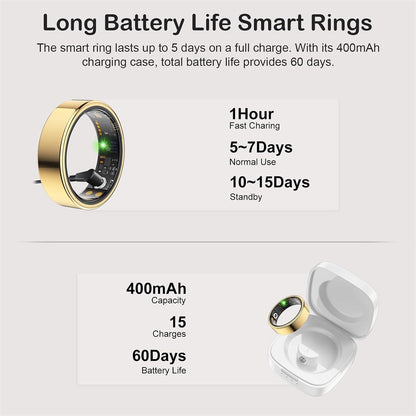 smart ring for women men, sleep activity health, front angle view