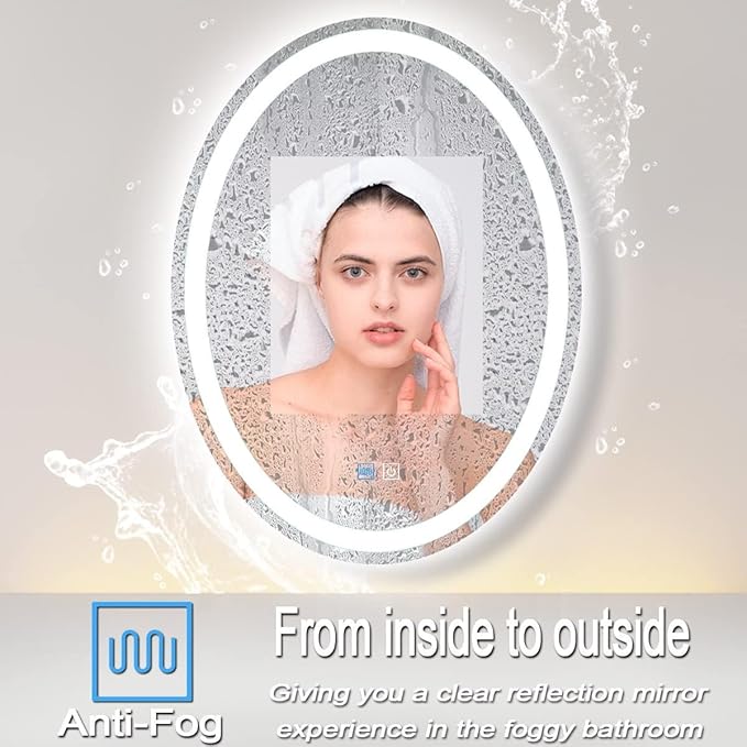 28 x 36 Inch Oval LED Vanity Mirror - Image 4