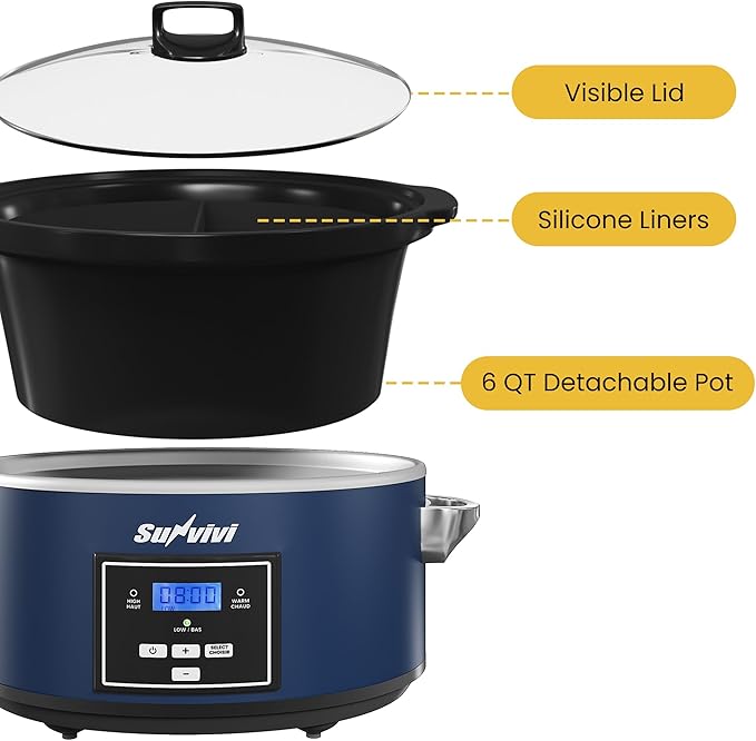 Sunvivi 6 Quart Programmable Slow Cooker - Image 9
