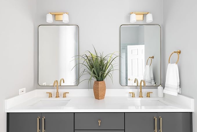 Andy Star Gold Bathroom Mirror, 22x30'' Brushed Brass Metal Frame Rounded - Image 9