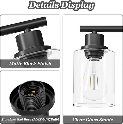 Guliaofo 5-Light Black Bathroom Vanity Lights, E26 Modern Bathroom Light - Image 3