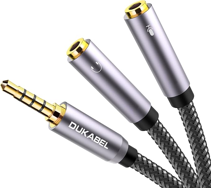 DUKABEL Headsets Splitter Adapter, 3.5mm Jack Separate Headphone & Mic Plug by DuKabel
