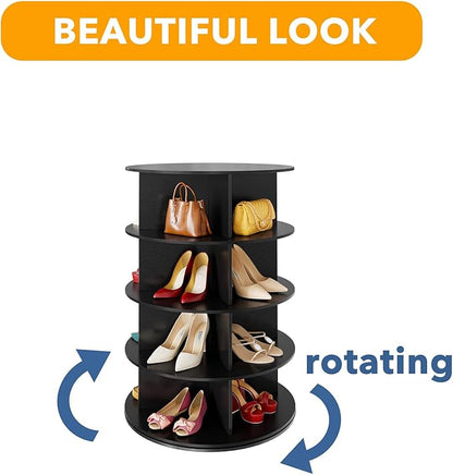 SpaceAid 4 Tier Rotating Shoe Rack Tower, Spinning Shoe Display Lazy Susan - Image 7