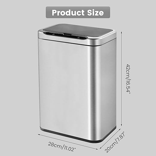 ELPHECO Stainless Steel Office Trash Can Motion Sensor Garbage Can Touchless - Image 3