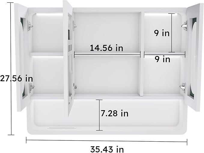 White Wall Mounted Bathroom Mirror Cabinet - Image 2