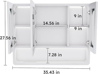 White Wall Mounted Bathroom Mirror Cabinet - Image 2
