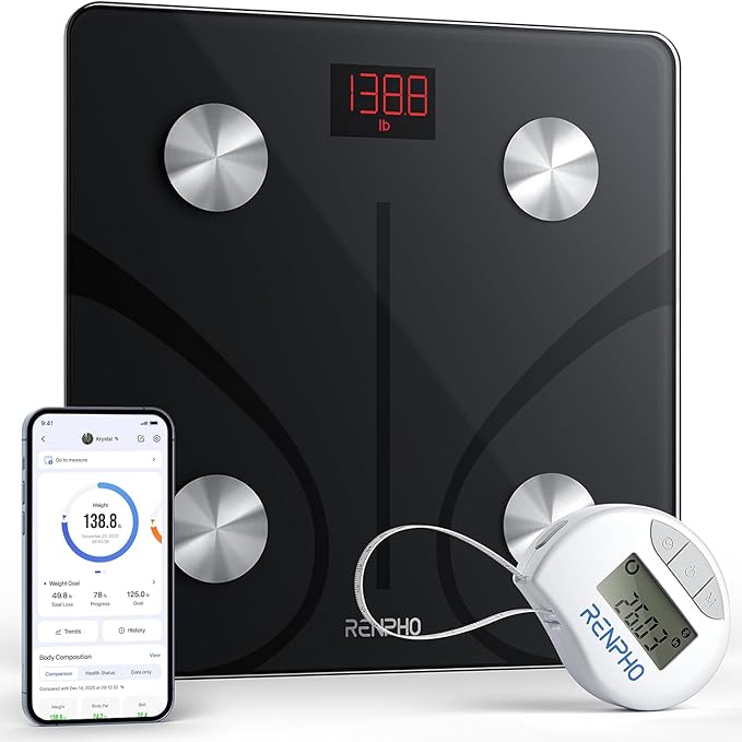 RENPHO Smart Scale and Tape Measure, Digital Bluetooth Scale by RENPHO