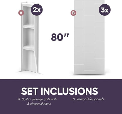 White Acrylic Shower Wall Surround 36"x 60"x 80" - Image 4