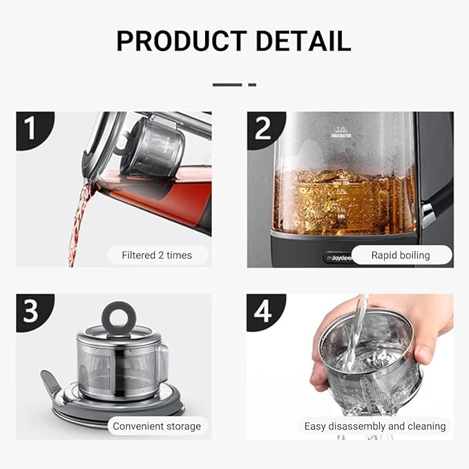 Joydeem Hot Tea Maker, Glass Electric Kettle - Image 5