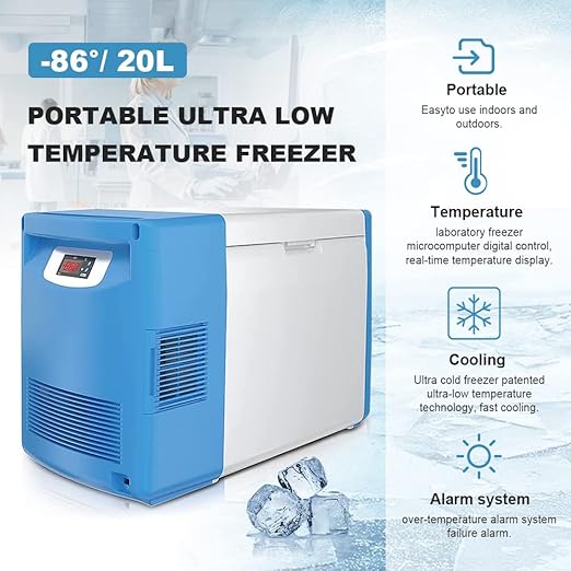 -123 °F Ultra-Low Temperature Freezer 86°C Portable Lab Cryogenic 20L - Image 2