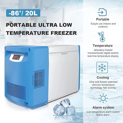 -123 °F Ultra-Low Temperature Freezer 86°C Portable Lab Cryogenic 20L - Image 2