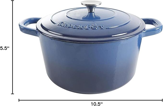 Crock-Pot Artisan 7-Quart Round Enameled Cast Iron Dutch Oven – Sapphire Blue - Image 7
