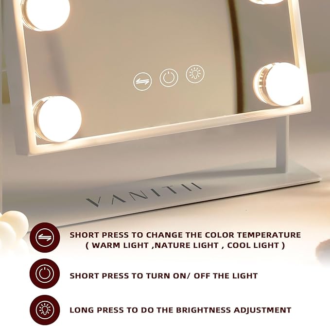VANITII Vanity Mirror with Lights Hollywood Lighted Makeup Mirror with 9 - Image 4