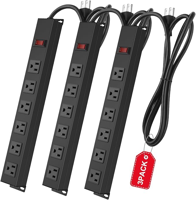 3Pack Metal Wall Mount Power Strip, Mountable Power Outlet by HHSOET