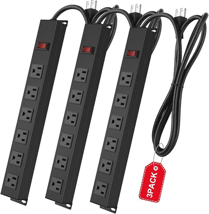 3Pack Metal Wall Mount Power Strip, Mountable Power Outlet by HHSOET