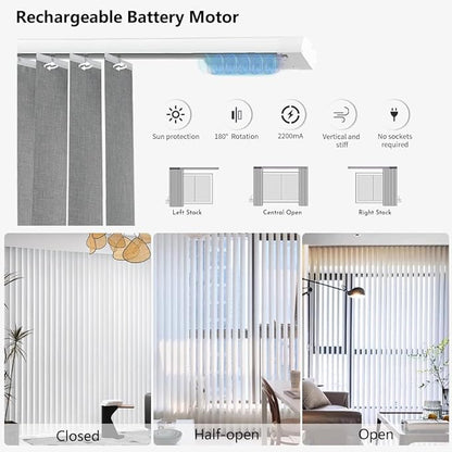 Blindify Motorized Vertical Blinds, Light Filtering Sliding Door Shades - Image 6