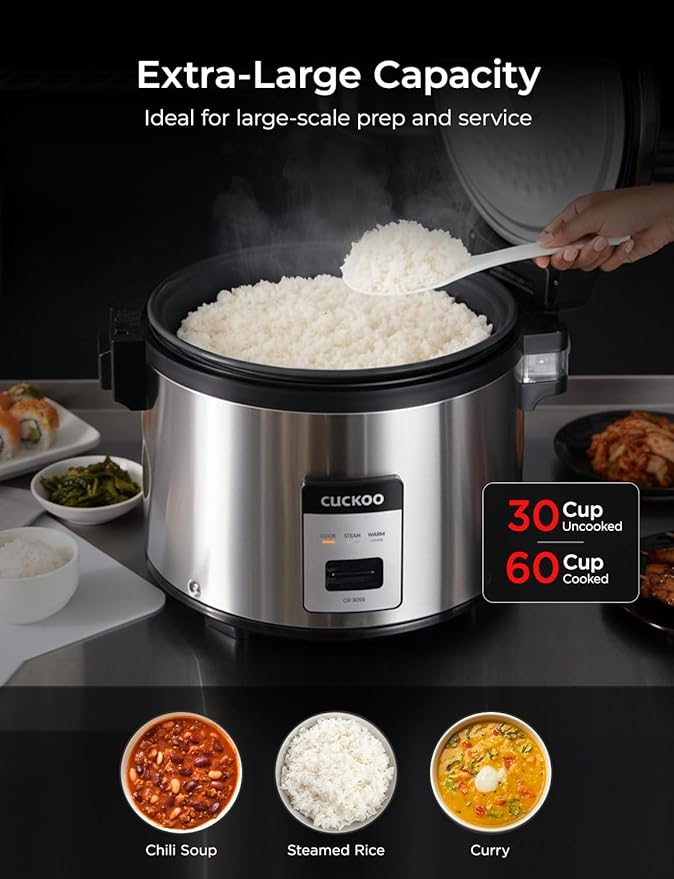 CUCKOO Commercial Rice Cooker & Warmer, Extra Large Rice Cooker 30-Cup Uncooked - Image 5