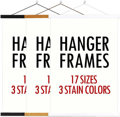 Ywlake Magnetic Poster Hanger, 12x18 12x16 12x24 Poster Frame Wood Wooden Magnet Print Posters Dowel Scroll Hanger Hangers Hanging Kit for Walls Map Canvas Artwork (Black, 12")