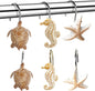 YUKUNTANG Seashell Shower Curtain Hooks, 12 Pcs Anti Rust Decorative Resin Shower Curtain Rings for Bathroom Bedroom Baby Room Decoration (Brown Seashell 5)