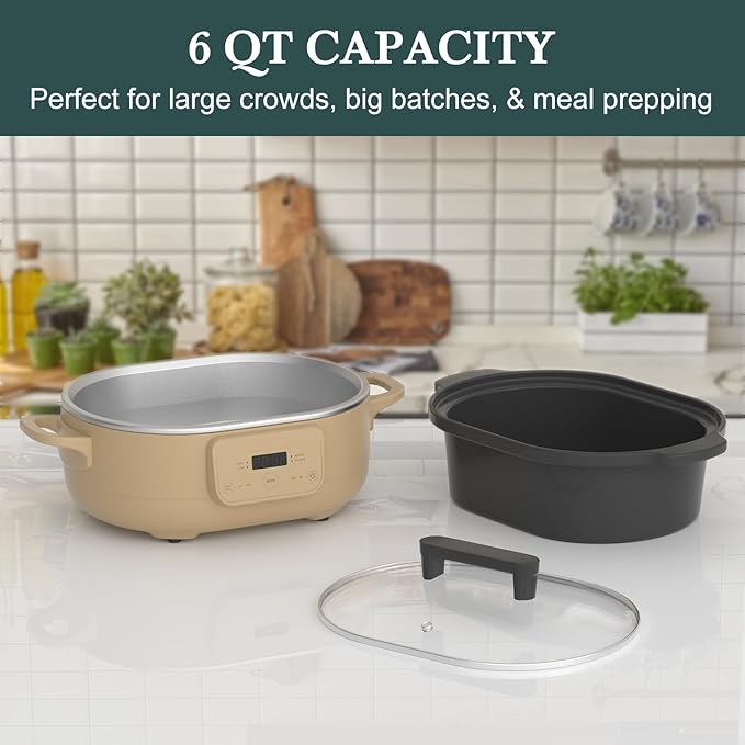 6 Quart Programmable Slow Cooker Removable Healthy Nonstick Pot - Image 3