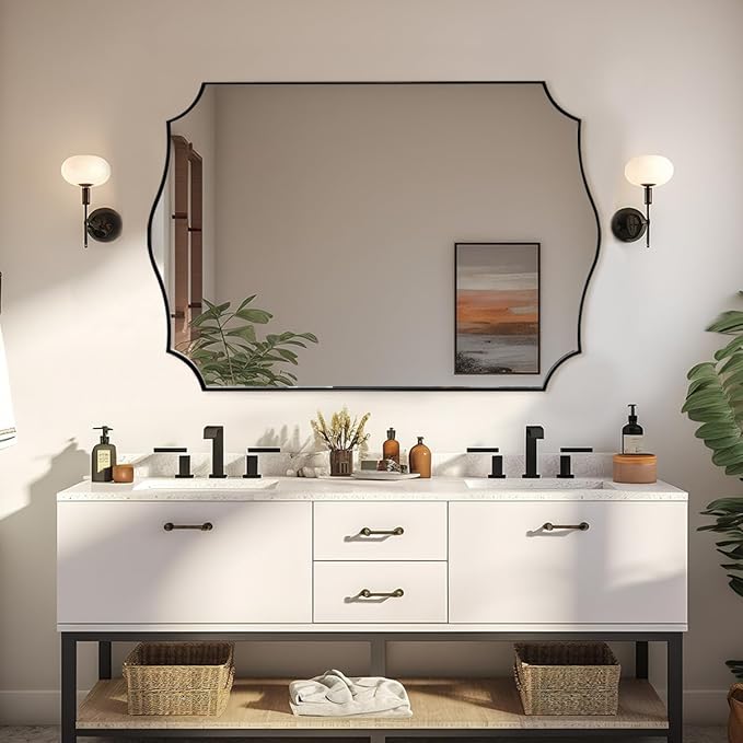 ANDY STAR 30x40 Inch Matte Black Mirror, Large Asymmetrical Wall Mirror in - Image 7