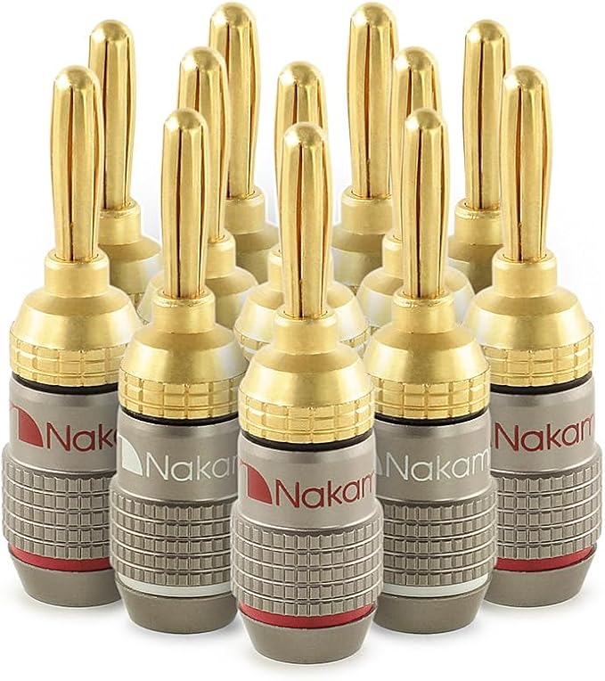Nakamichi FanLock Excel Series 24k Gold Plated Banana Plugs 10 AWG by Nakamichi