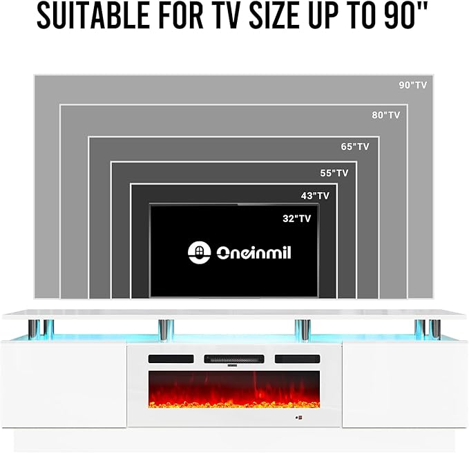 oneinmil 80" Modern Electric Fireplace TV Stand - Image 6