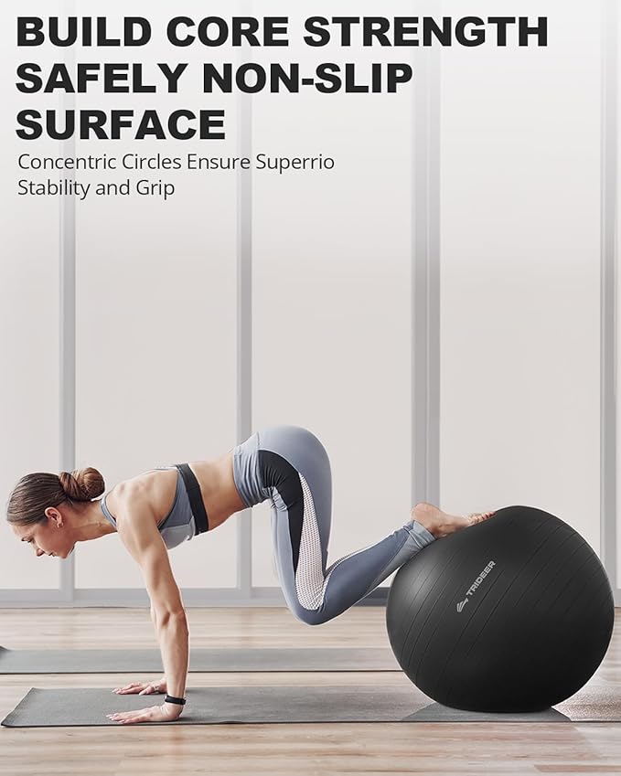 Trideer Exercise Ball for Yoga, Pilates & Fitness – Stability Ball Equipment - Image 3