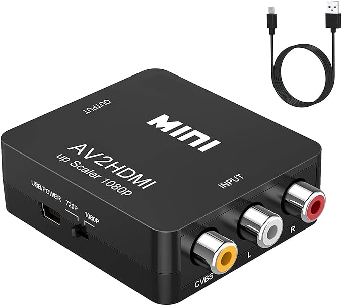 RCA to HDMI, AV to HDMI Converter, GOXMGO 1080P Mini RCA Composite Cvbs AV to by GOXMGO