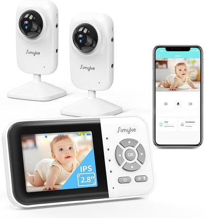 2Cameras Video Baby Monitor, Two Mode, 2.8'' IPS Display Screen, Night Vision by Simyke