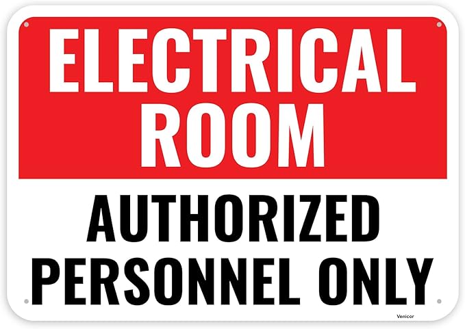 1PC Electrical Room Sign, 10 x 7 Inches by Venicor