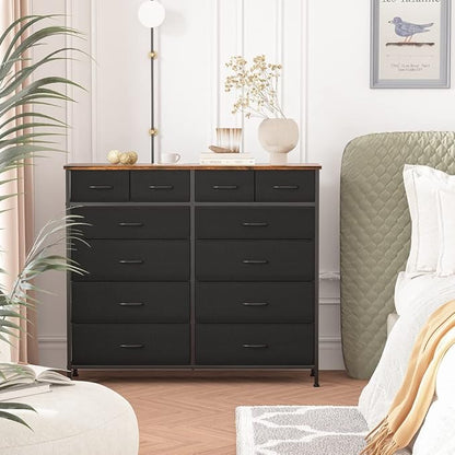 Large Dresser for Bedroom with 12 Deep Drawers, Tall Fabric Drawer Dresser - Image 2