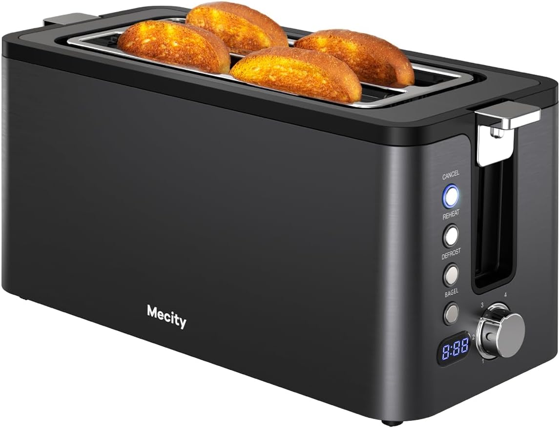 mecity 4 slice toaster, long slot toaster with, main product view