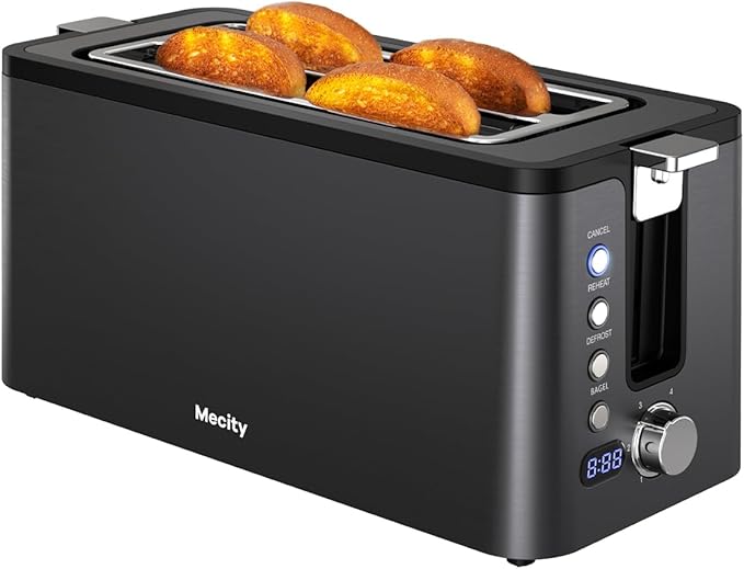 Mecity 4 Slice Toaster, Long Slot Toaster by Mecity