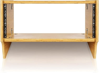Sound Town DIY 4U Angled Desktop Turret Studio Rack, Solid Carbonized Bamboo - Image 2