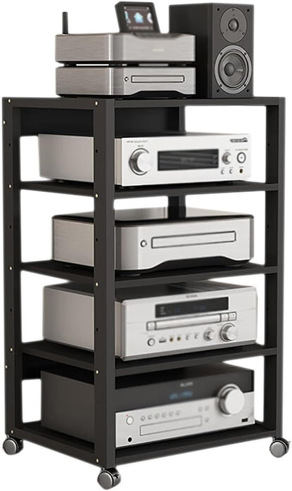 Dernoing 5 Tier Audio Rack Tower, CD Record Player Stereo Receiver AV Equipment - Image 8