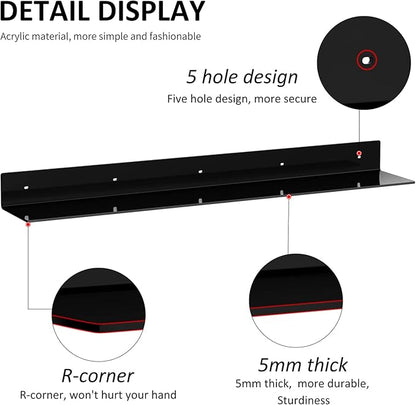 36 Inches Acrylic Long Wall Shelf Set of 2, Floating Shelf - Image 4