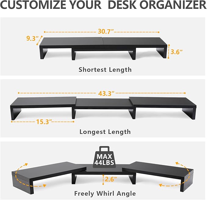 TAVR Dual Monitor Stand Riser Office Desktop Organizer Stand - Image 3