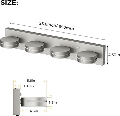 26" Motion Sensor Vanity Light Brushed Nickel, 3CCT 4-Light Modern LED Bathroom - Image 8