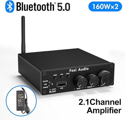 Fosi Audio BL20C Bluetooth 5.0 Stereo Audio Receiver Amplifier 320 Watts 2.1 CH - Image 7