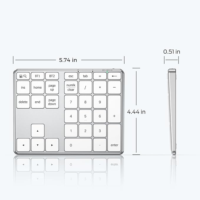 iClever KP10 Bluetooth Number Pad, Dual Device Connection, 34 Keys Ultra-Slim - Image 5