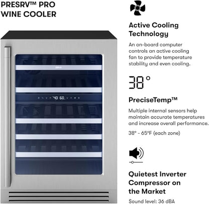 Zephyr Presrv 24 Inch Pro Wine Fridge Dual Zone Under Counter - Image 2