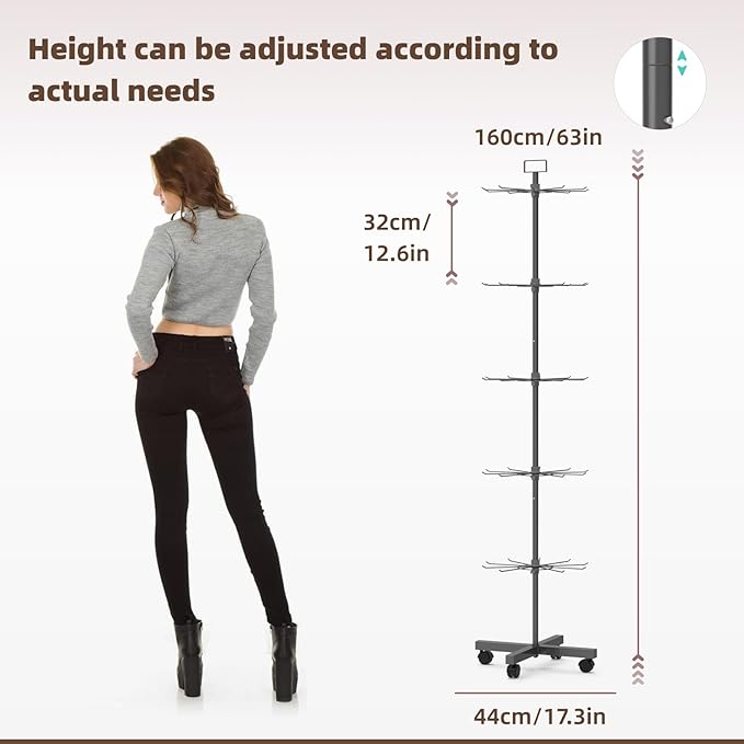 YEOOE Retail Display Racks 5 Tier Spinning Display Stand, Movable Shop Spinner - Image 2