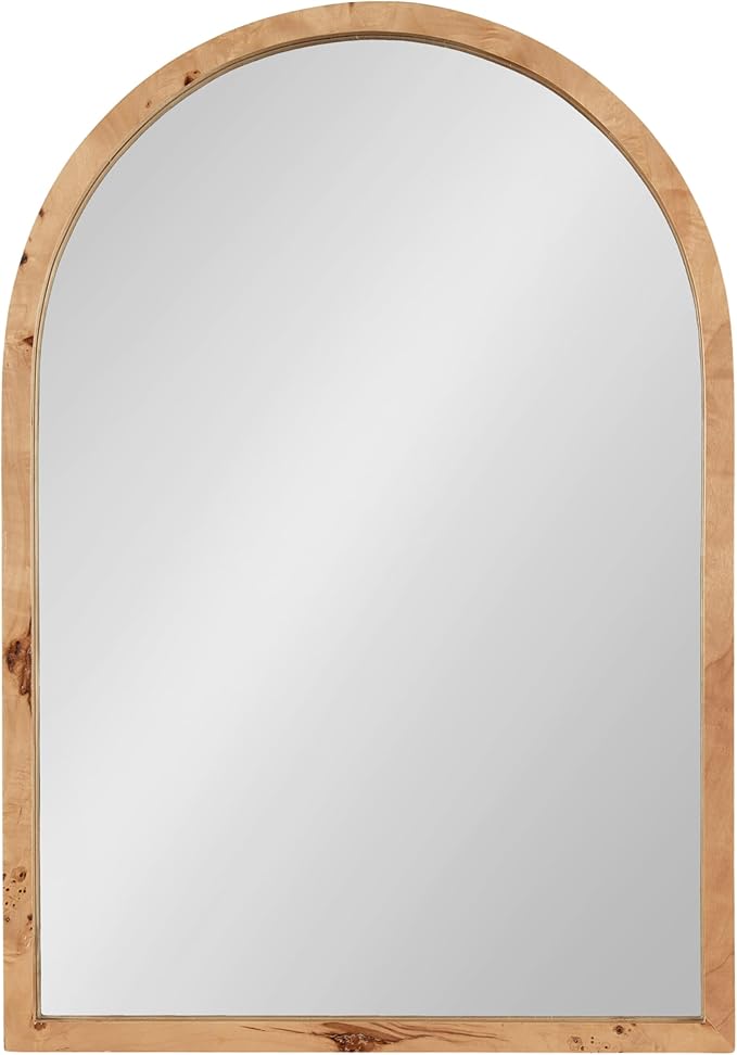 Kate and Laurel Burlock Modern Burlwood Arched Mirror, 22 x 32, Natural Wood - Image 8