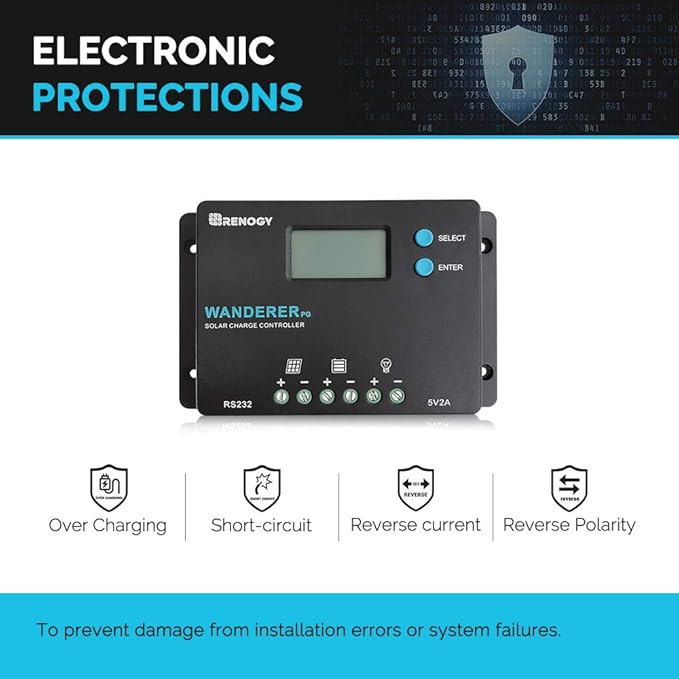 Renogy 10A 12V/24V PWM Postive Ground Solar Charge Controller Regulator Compact - Image 5