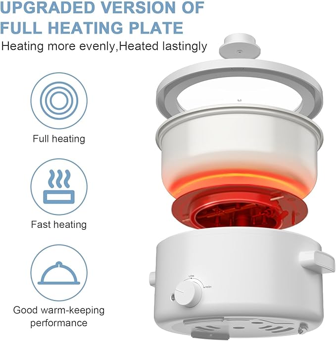 Hot Pot Electric, 2L Ceramic Glaze Non-Stick Pan, Portable Hot Pot - Image 5