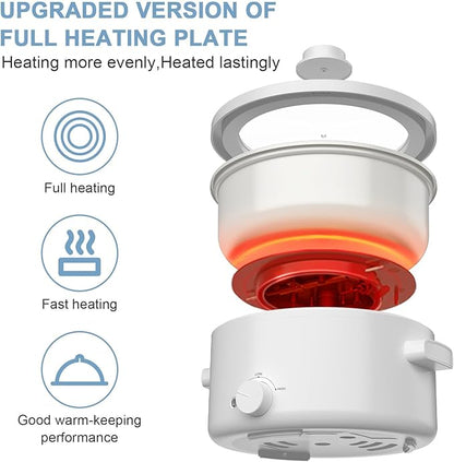 Electric Steamer for Cooking, 2L Ceramic Glaze Non-stick Pot, Dual Power - Image 3