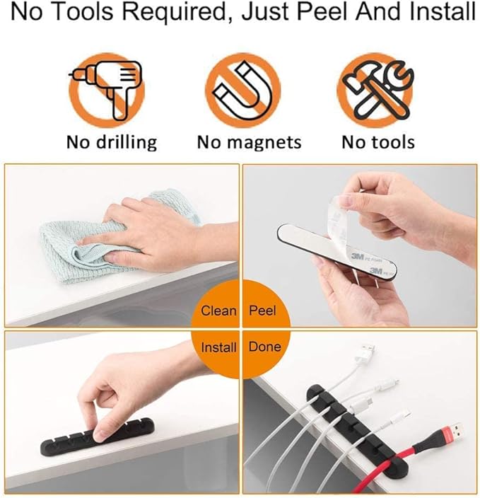 Cord Holder Cable Organizer Clips – Self Adhesive Cord Organizer - Image 5